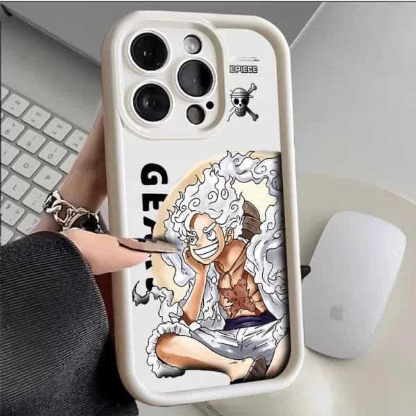 Coque iPhone One Piece Blanc Luffy Gear 5