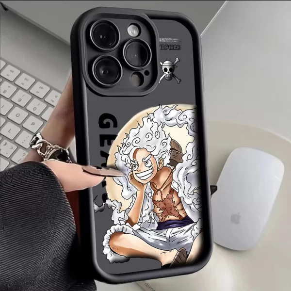 Coque iPhone One Piece Noir Luffy Gear 5