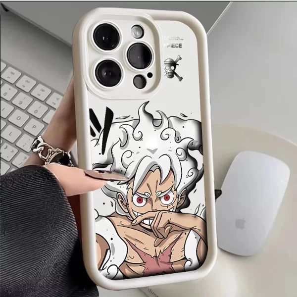 Coque iPhone One Piece Blanc Luffy Gear 5 C1