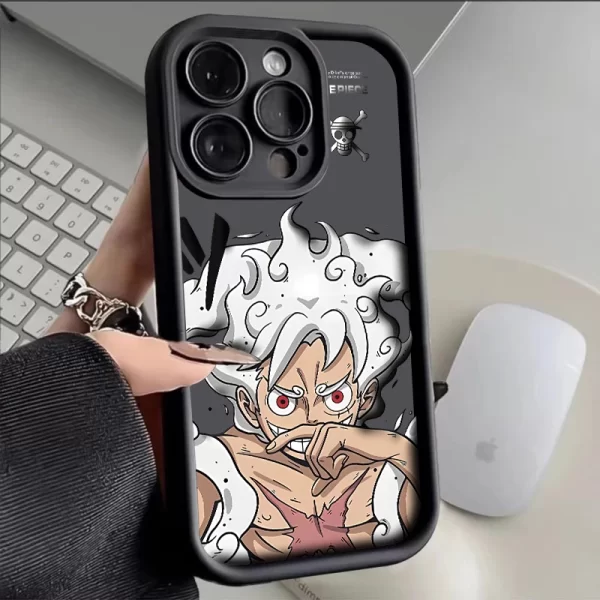 Coque iPhone One Piece Noir Luffy Gear 5 C1