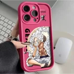 Coque iPhone One Piece Rose Fushia Luffy Gear 5