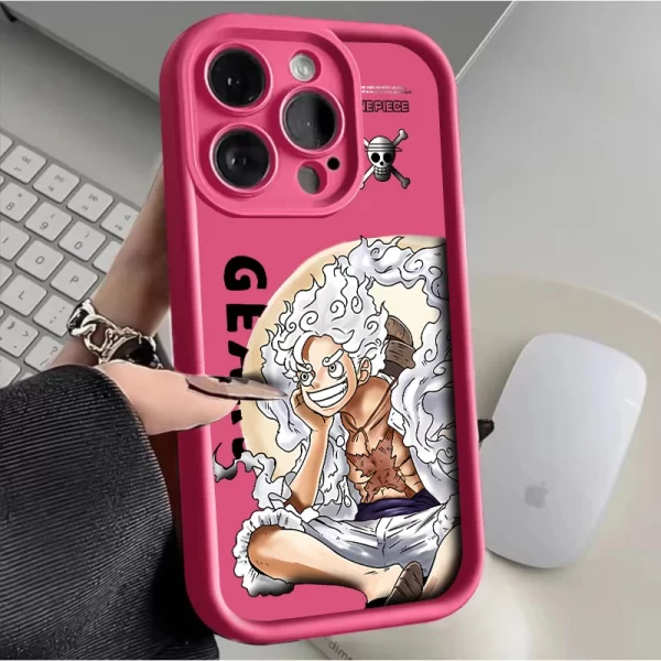 Coque iPhone One Piece Rose Fushia Luffy Gear 5