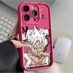 Coque iPhone One Piece Rose Fushia Luffy Gear 5 C1