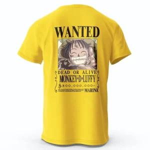 T-Shirt One Piece Avis de recherche Luffy Jaune