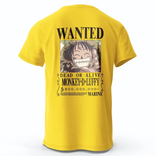 T-Shirt One Piece Avis de recherche Luffy Jaune