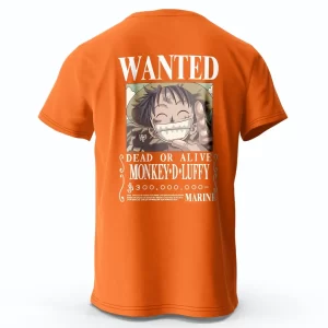 T-Shirt One Piece Avis de recherche Luffy Orange