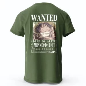 T-Shirt One Piece Avis de recherche Luffy Armée Verte