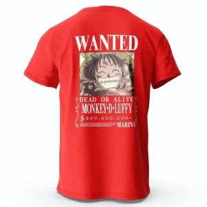 T-Shirt One Piece Avis de recherche Luffy Rouge